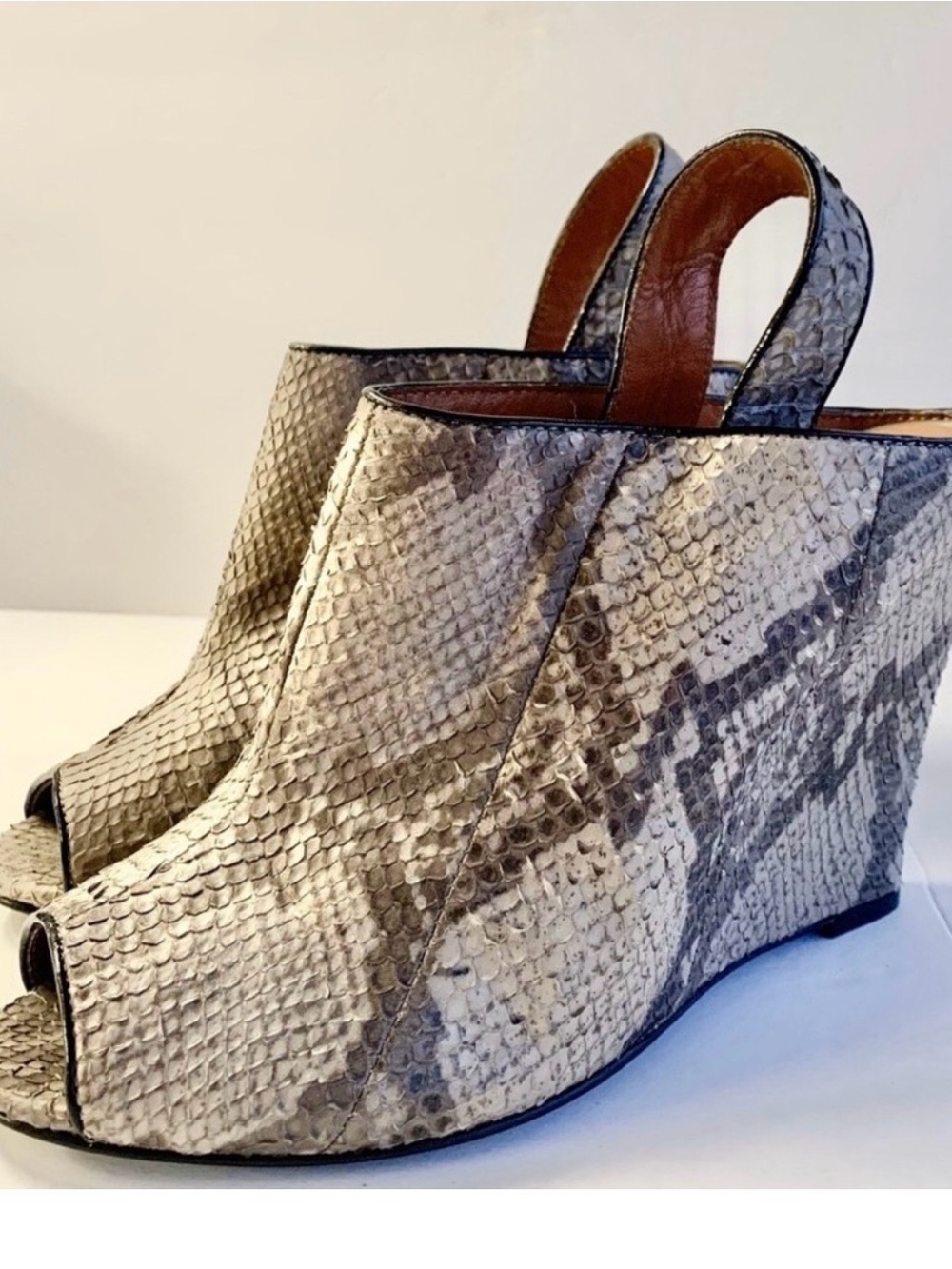 Rebecca minkoff Snake-Embossed Peep Toe Wedge Booties - Neutral Snake Print